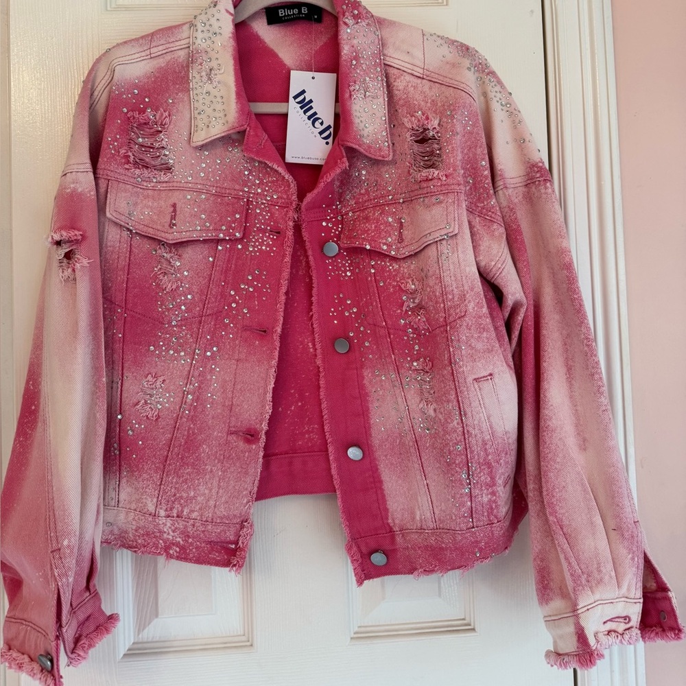 Pink embellished eye catching washed out Jacket . NEW WITH TAG